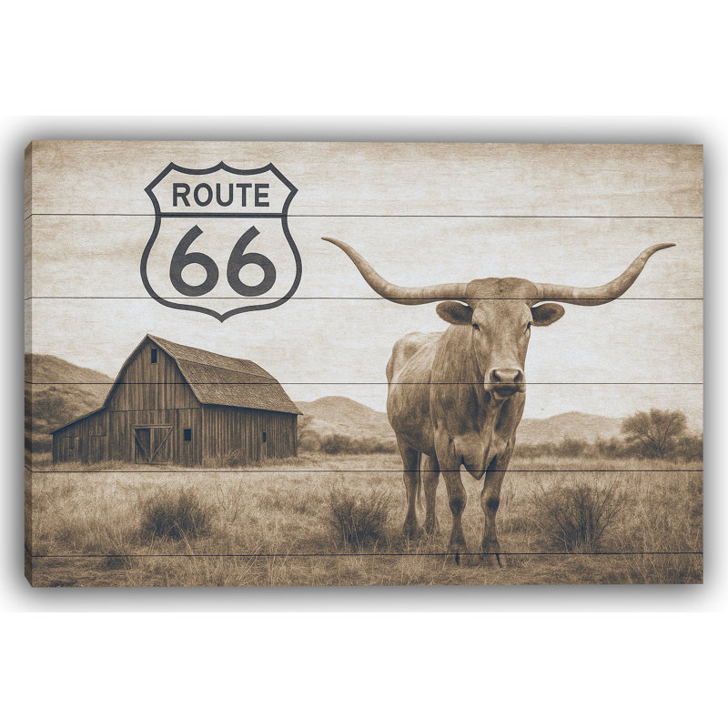 Route 69, art mural sur toile Rustic Western