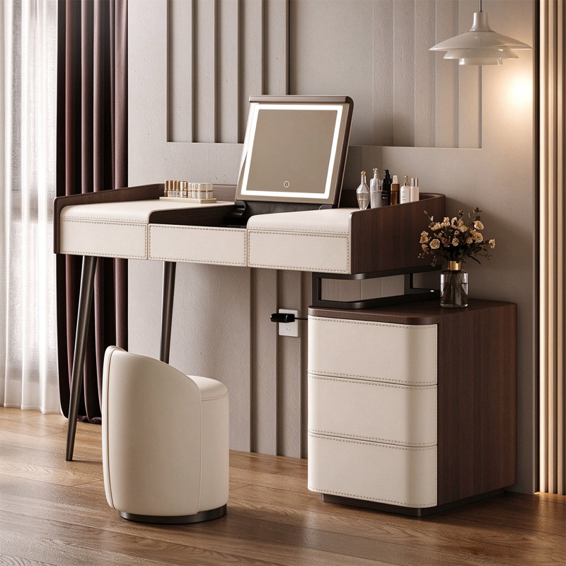 Vanity with Mirror and Seat, H 31,5 po x l 45,28 po x P 17,72 po
