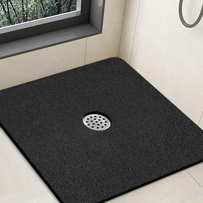 Très grand tapis de douche antidérapant avec trou de bonde au centre, doux tapis de bain Luffa pour cabine de douche intérieure