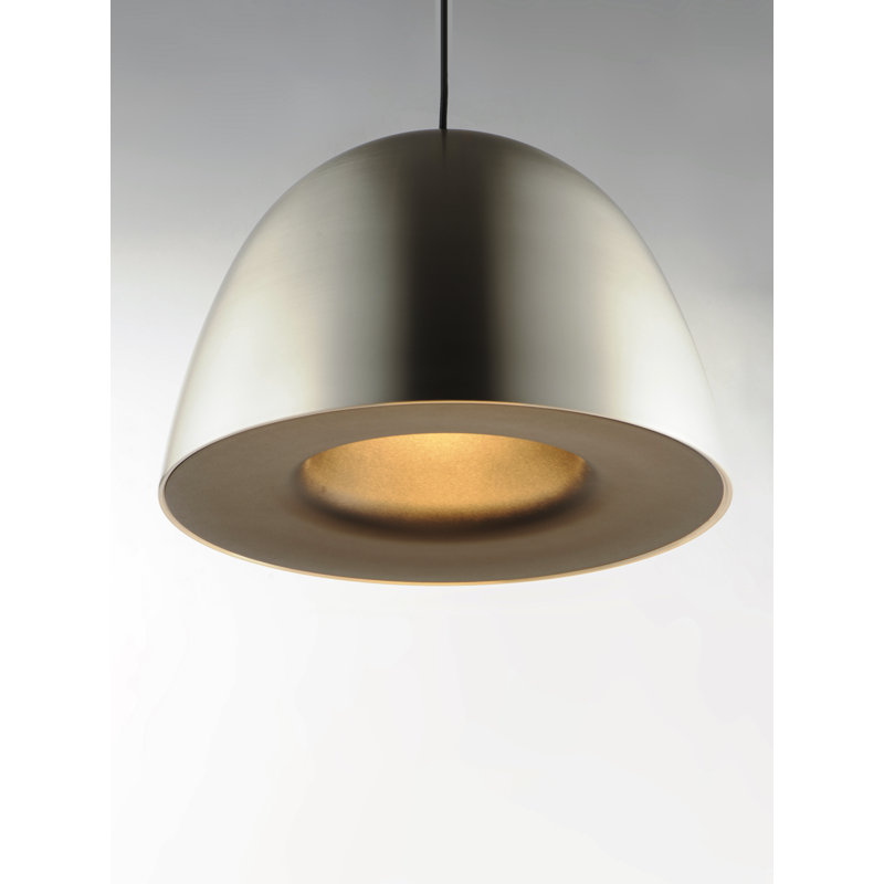 Luminaire suspendu en forme de dôme à 1 lumière DEL Natosha, Nickel satiné / noir, H 11 po x l 15,75 po x P 15,75 po