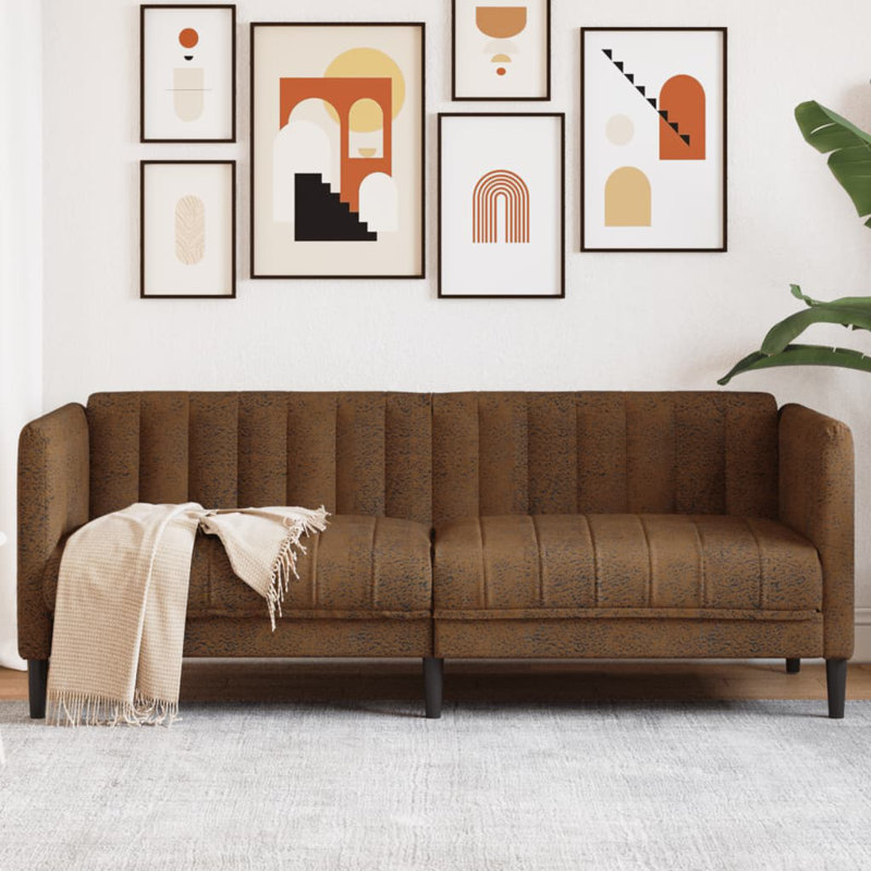 Canapé en tissu 3 places, Brun, H 29,3 po x l 69,3 po x P 30,1 po