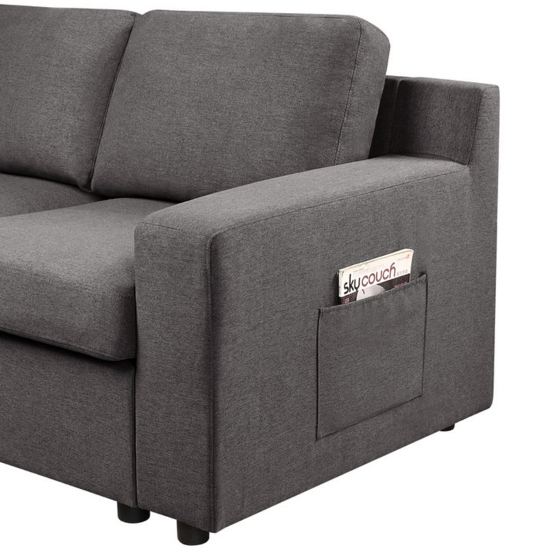 Canapé modulaire en U à 145 places en lin 145,5 po avec poche