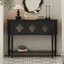 Console demi-cercle en bois massif noir-327508772