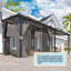 Lean-To Wall-Mounted Pergolas With Curtains And Netting-922985642