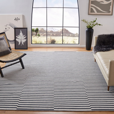 Tapis ivoire / gris en coton Ilona