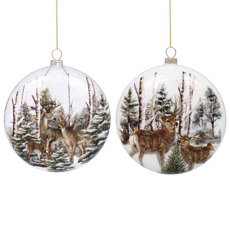 Ornement boule de cerf forêt, ensemble de 6 - 5,5 pouces