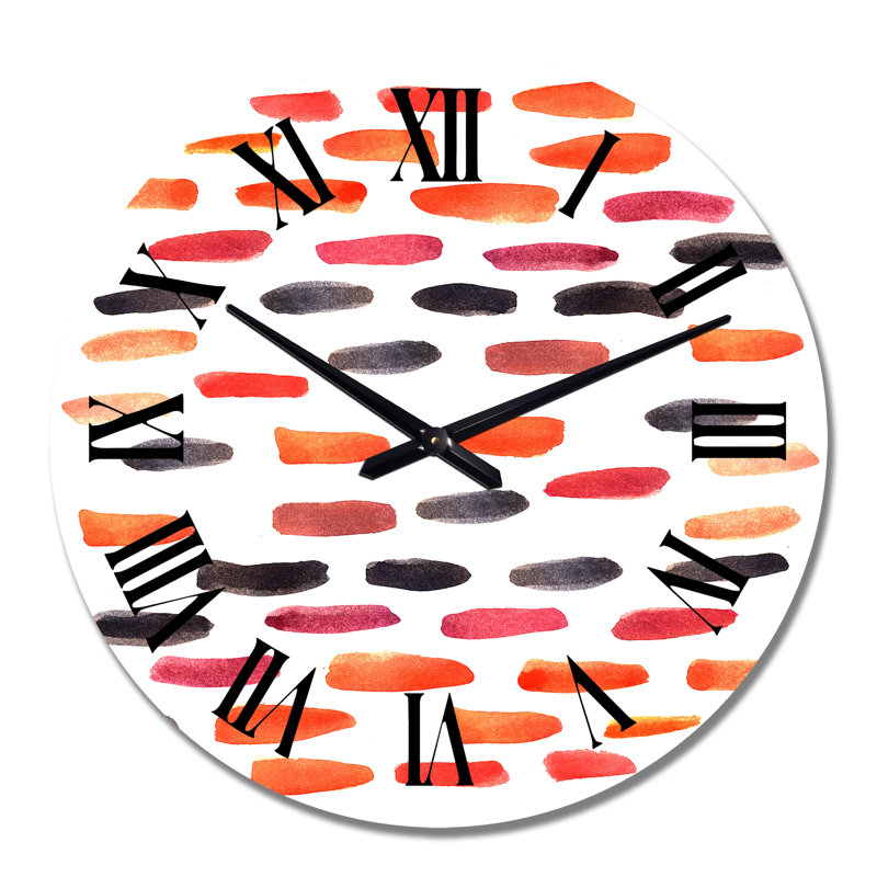 Horloge murale rétro à motif horizontal orange et bleu, Grand