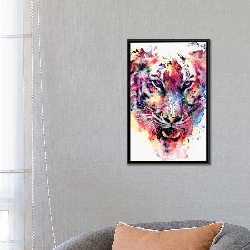 « eye of the tiger », impression sur toile, H 26 po x l 18 po x P 1,5 po, Toile avec cadre noir, Pas de tapis