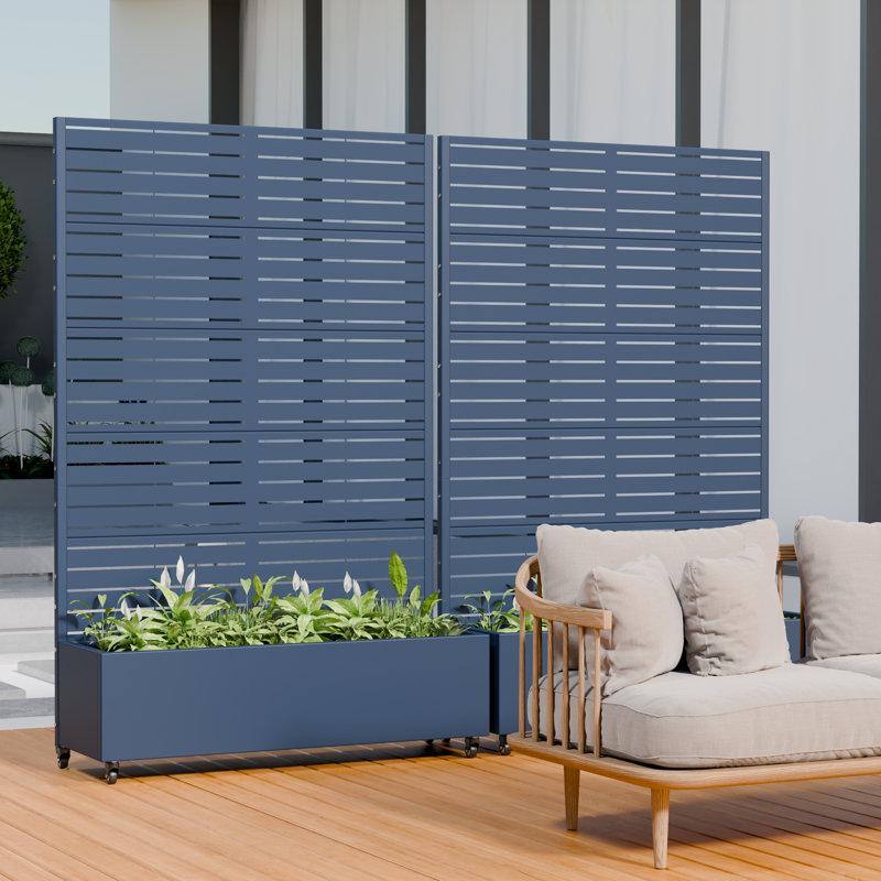 Boîte à fleurs en treillis avec treillis 72 x 47 po, Bleu, 72" H x 47" W x 16" D