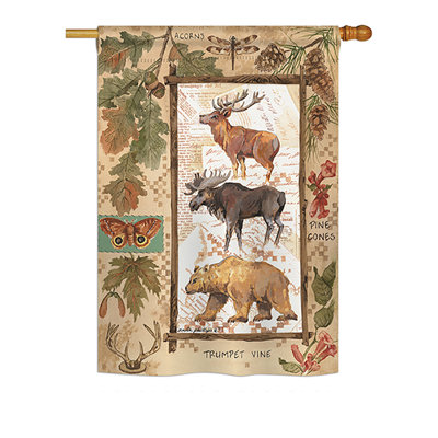 Les aventures forestières et les animaux de l’espèce sauvage 40 x 28 po sont de 2 côtés. drapeau maison