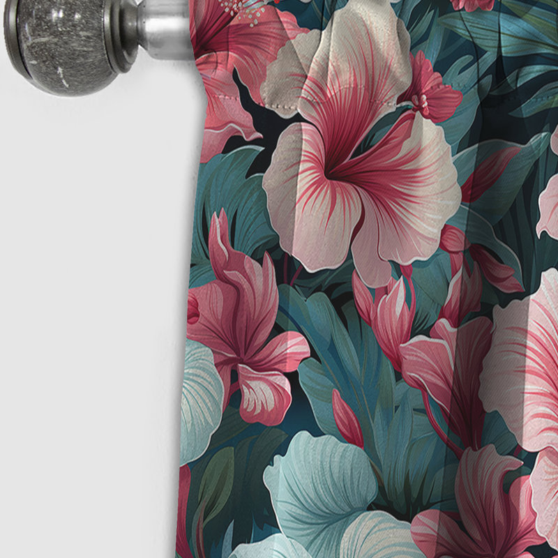 Island Mirage III - Motif tropical - Rideau floral - Rideau occultant floral - 1 panneau, L 52 po x L 84 po