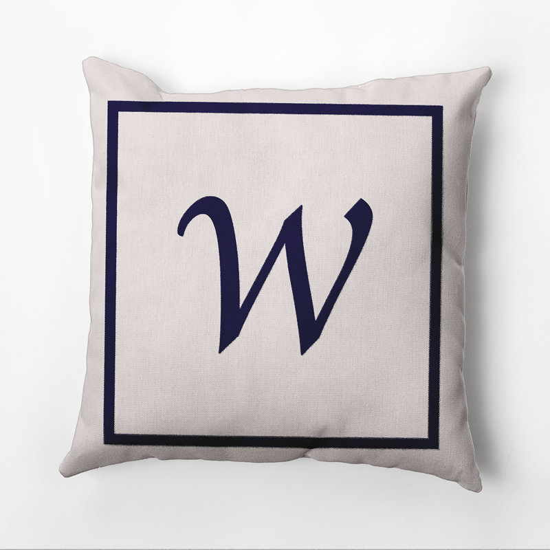 Reversible Throw Pillow, 26"x26", Navy Blue/White, W