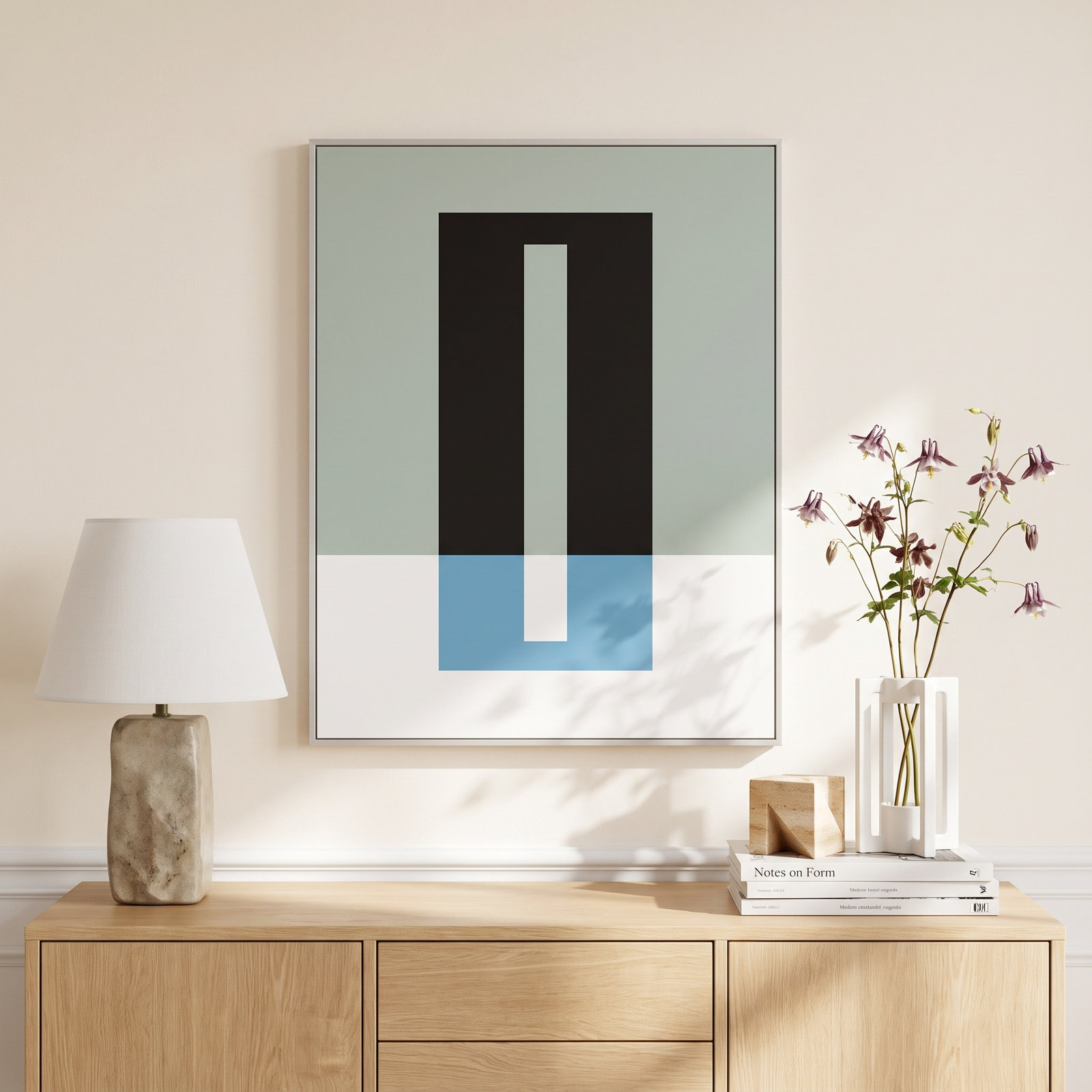 Alejandro "Bit of Blue" Print by Jacques Pilon, White Framed Canvas, 25" H x 20" W