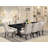 9-piece dining set consists of a dinner table and 8 Cream Linen Fabric dining room chairs & black legs with Button Tufted Back - Sand Blasting Black finish.-605265085-605265084-635003503