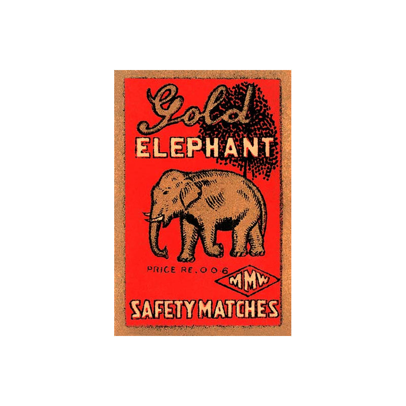 « golden elephant »-impression d’art graphique, H 42 po x l 28 po x P 1,5 po