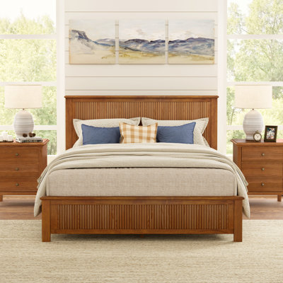 Solid Wood Platform Bed With Reeded Headboard by Ophelia & Co.
