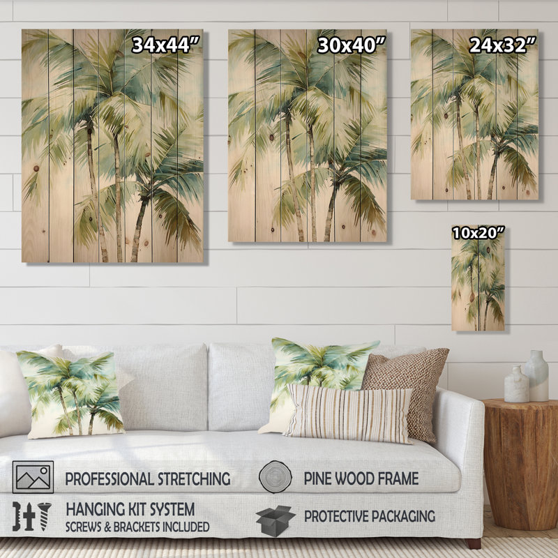 «Green Minimalims Palm I», impression sur bois naturel, H 20 po x l 10 po x P 0,78 po