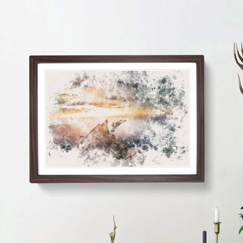 Rocks in the Ocean - Picture Frame Painting Print, 45cm H x 63cm W x 2cm D, Walnut Framed