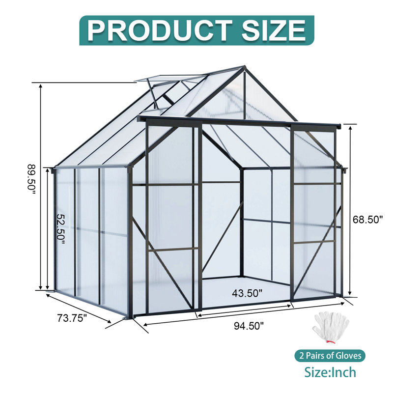 Outdoor Patio Greenhouse, Black, 89.5''H x 94.5''W x 73.75''D