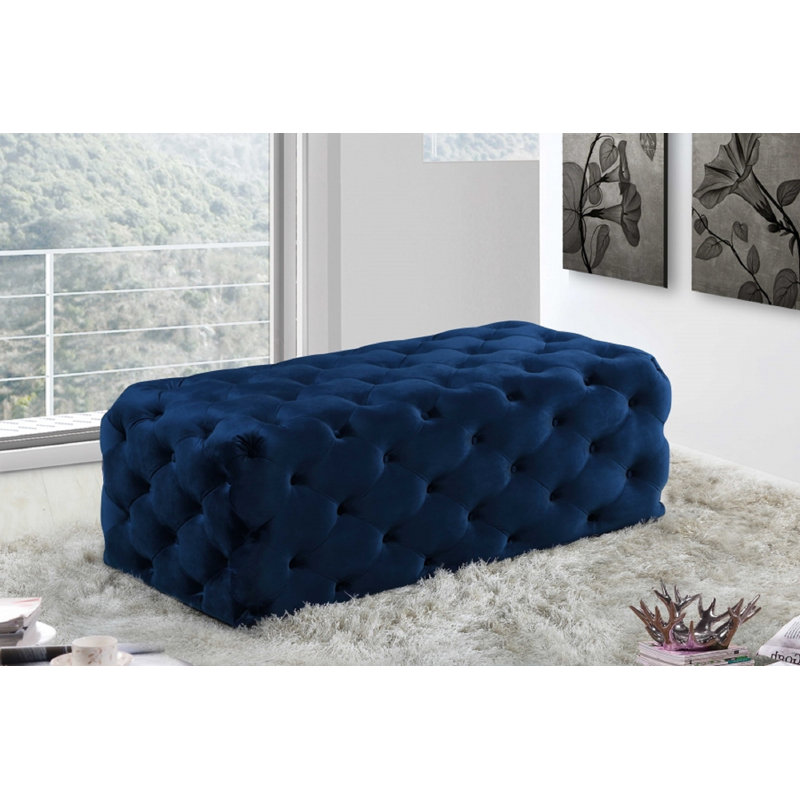 Cron 132cm Wide Tufted Rectangle Ottoman, Blue
