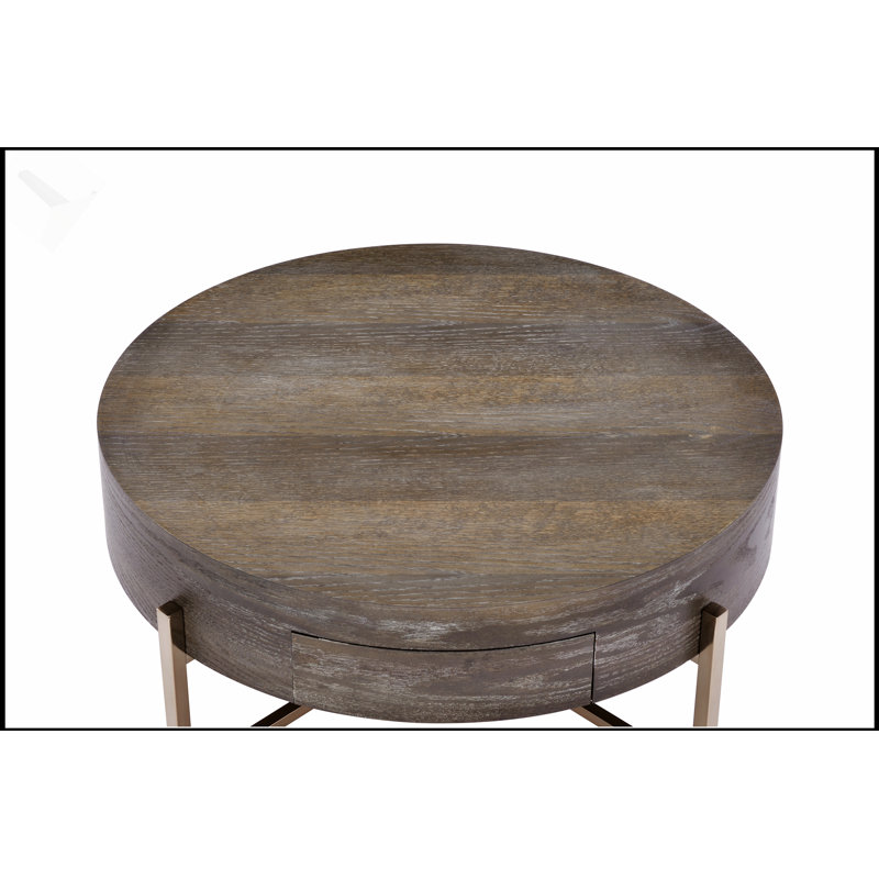 Table basse à finition champagne Weyton avec tiroir et compartiment ouvert pour la vie moderne