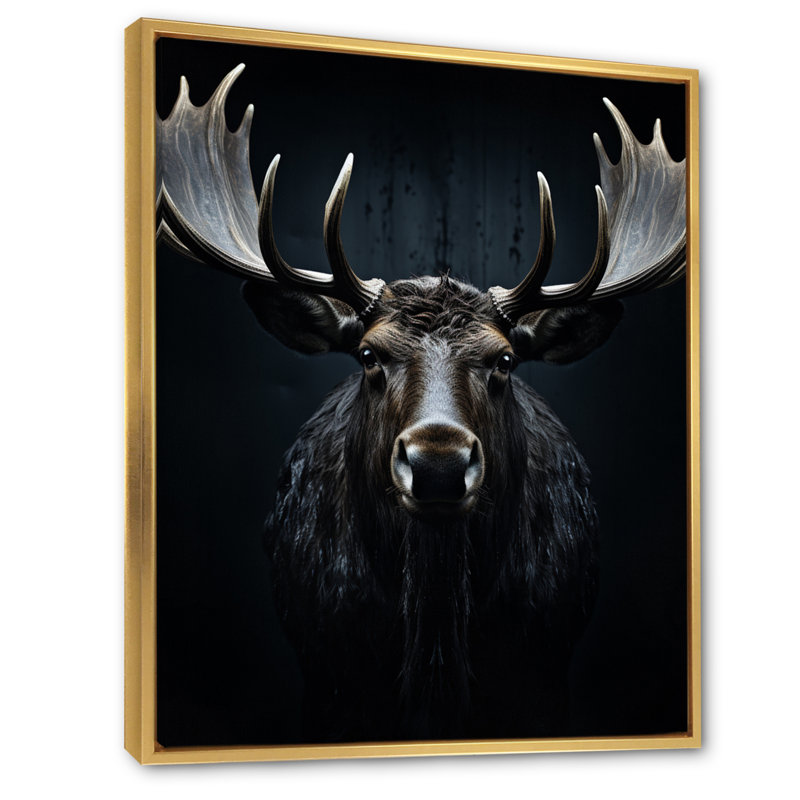 Kera " Black White Moose Vibrant Contrast II ", Gold Floater Frame, 20" H x 12" W x 1" D