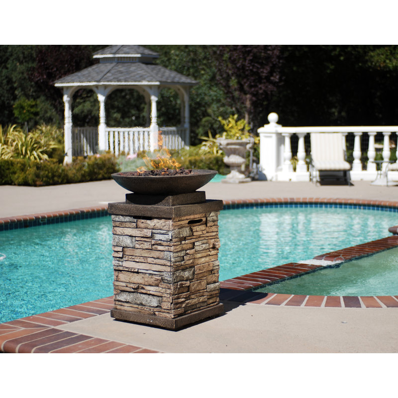 Colonne de feu d'extérieur au propane en polyrésine H 29,13 po x l 19,49 po Newcastle