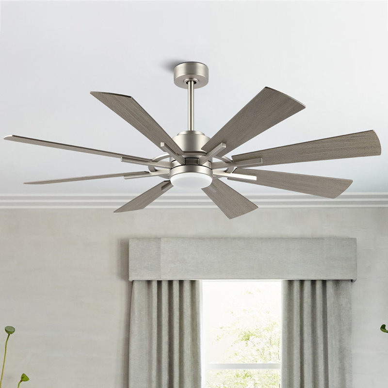 Avgoustinos DC Ceiling Fan with LED Light and Remote, 72", Nickel