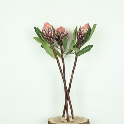 Arrangement floral de 24 po Protea artificiel dans un vase avec de l'eau artificielle et de la pierre, long feuillage floral de style campagnard, bouquet floral en vrac pour fête de mariage