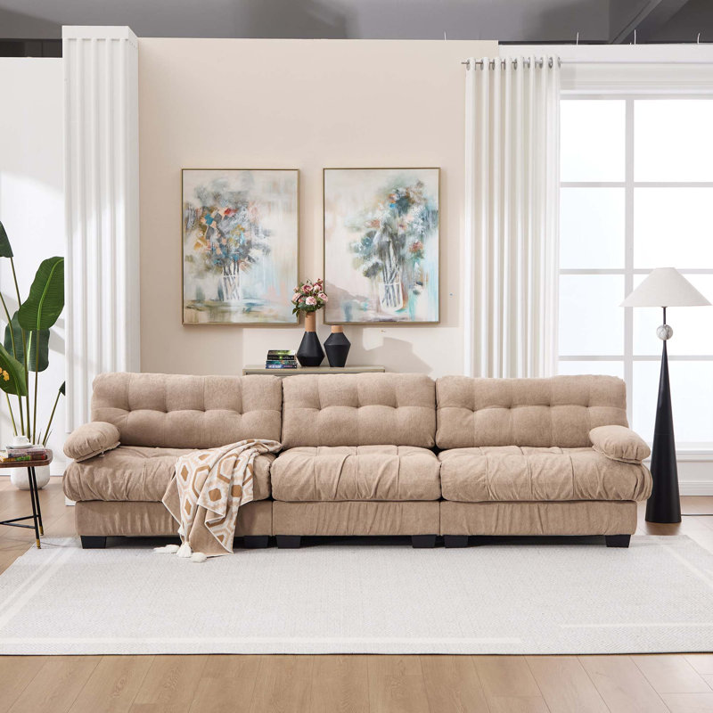 Canapé modulaire à assise profonde, Tissu - brun clair