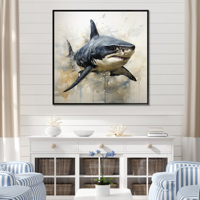 Grey Shark Shadows I - Coastal Animal Wall Art