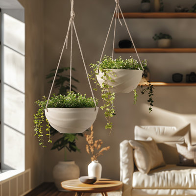 10 Inch Hanging Planters For Indoor Plants, Outdoor Garden Planter Pots With Self-Watering Tray