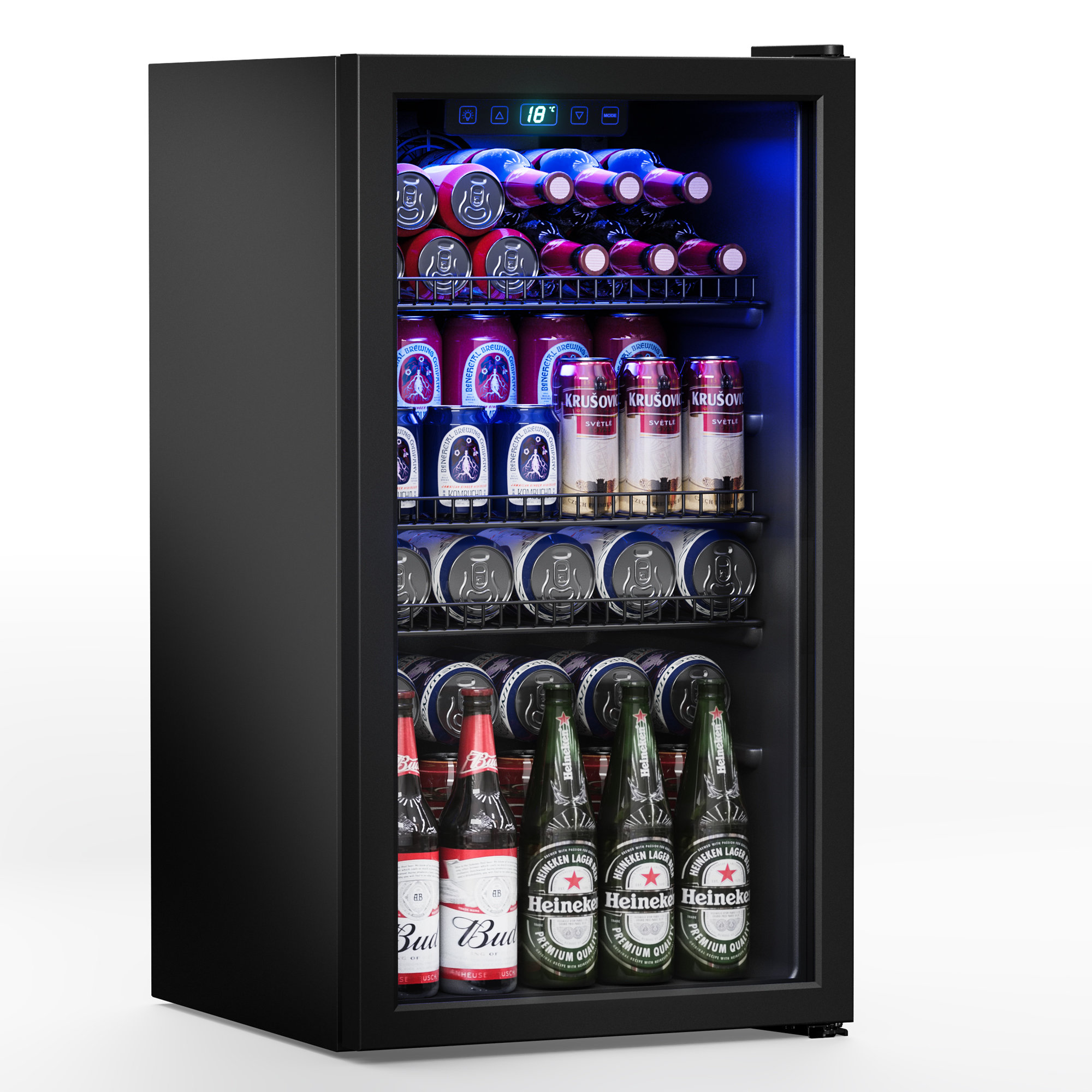Kalamera Freestanding Refrigeration 93 Cans (12 oz.) 2.4 Cubic Feet  Freestanding Beverage Refrigerator with Wine Storage and with Glass Door &  Reviews