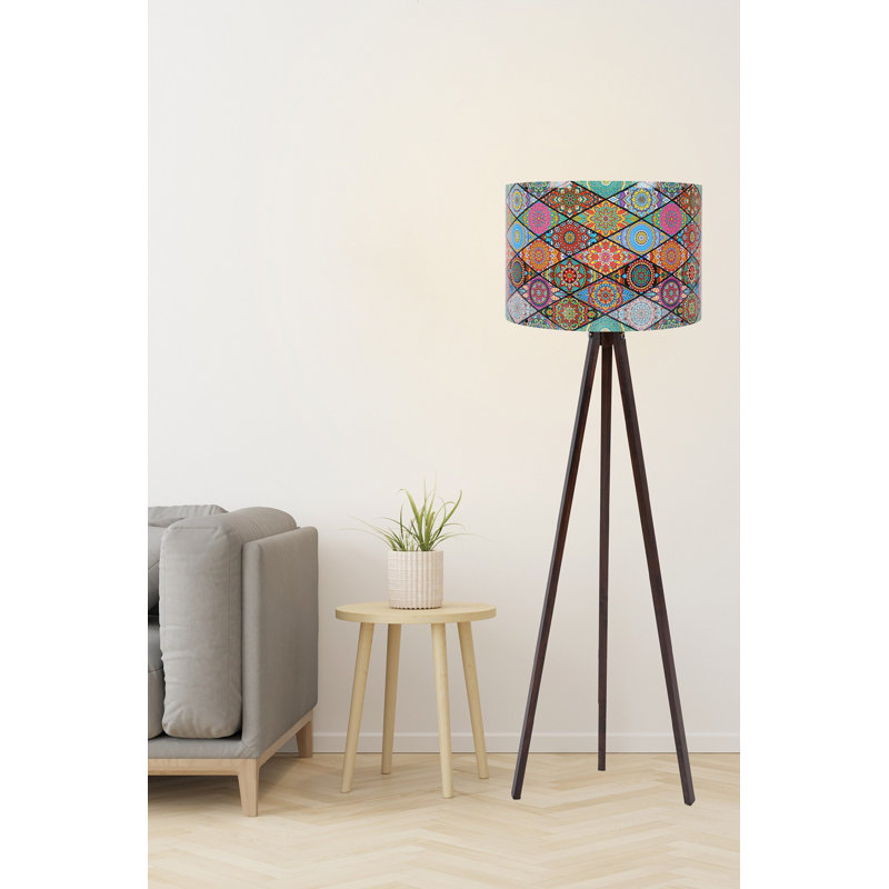 Stylish Floor Lamp with MDF Body, 57.1 in Total Height, 15 in Cap Diameter | Polypropylene Cap, 78.7 in Cable, E27 Socket (Max 60W) | Modern Design for Living Room, Bedroom, and Office, CE Certified
