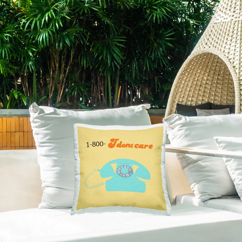 I Don't Care Retro Phone Outdoor Printed Pillow design by Ashley Singleton