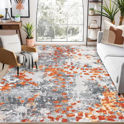 Area Rug 10X13 Machine Washable Rug Modern Abstract Rug