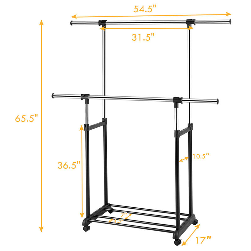 Lohan Metal Adjustable Rolling Clothing Rack