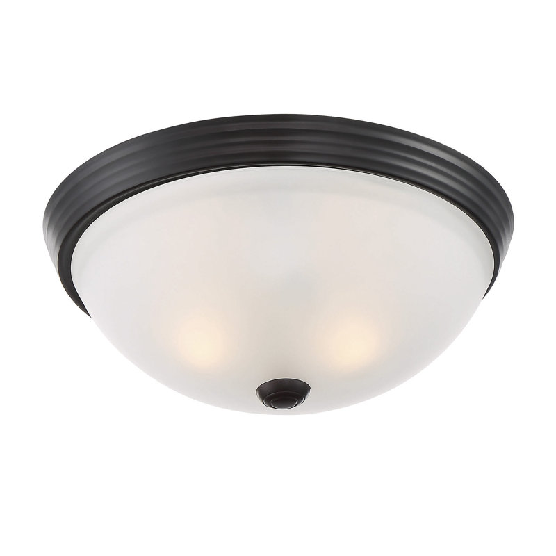 Sarabia 2-Light Flush Mount in English Bronze, English Bronze, 5" H x 13" W, White