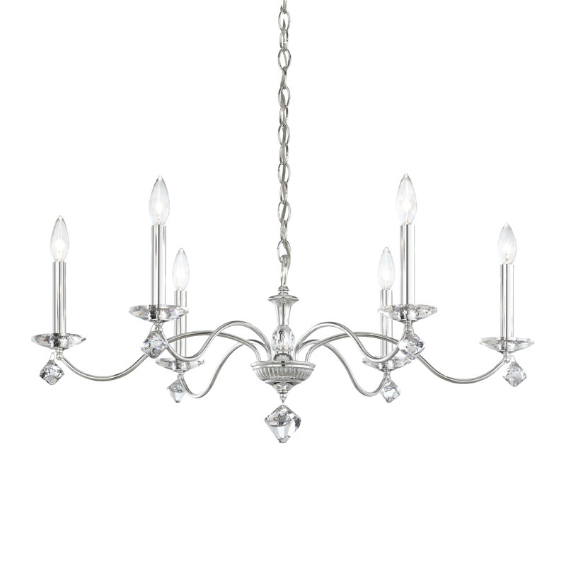 Modique 6 Light 32in x 15.5in Chandelier in Antique Silver with Clear Heritage Handcut Crystals, Silver