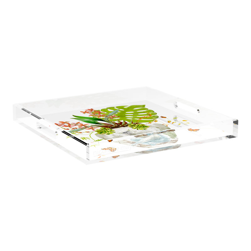 Monkey Large Jungle Acrylic Square Decorative Tray, 18"W x 18"D x 2"H
