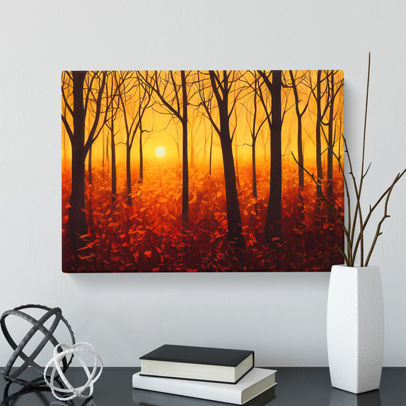 Sunset Over Autumn Forest Vol.2 - Wrapped Canvas