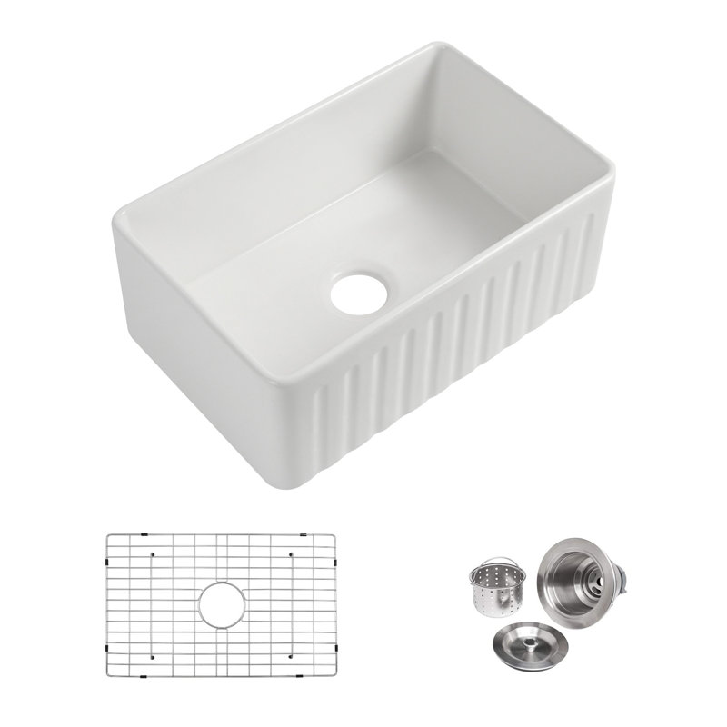 33'' L Farmhouse / Apron Single Bowl Fireclay Kitchen Sink