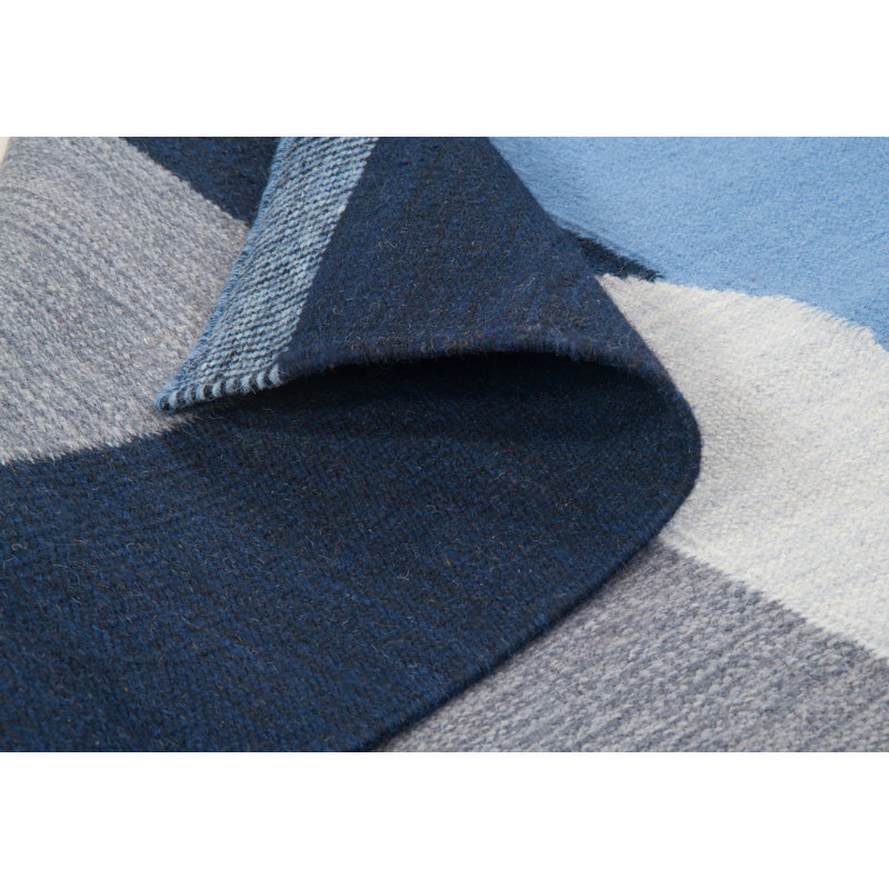 Tapis bleu tissé à la main Nouveau, 5 pi x 8 pi