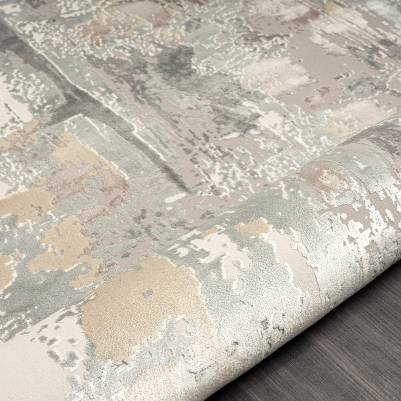 Tapis beige / gris Quinlan Lux, Rectangle 4 pi x 6 pi