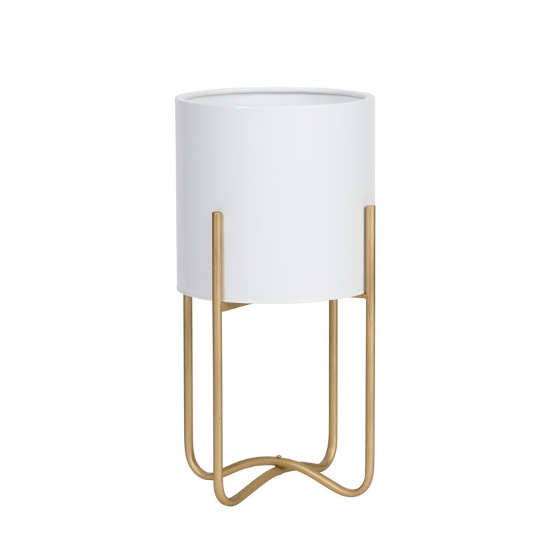 Ensemble de pots à fleurs d'intérieur en métal Citlalli avec base en métal Ambrose, H 20,5 po x l 11,25 po x P 11,25 po, Or