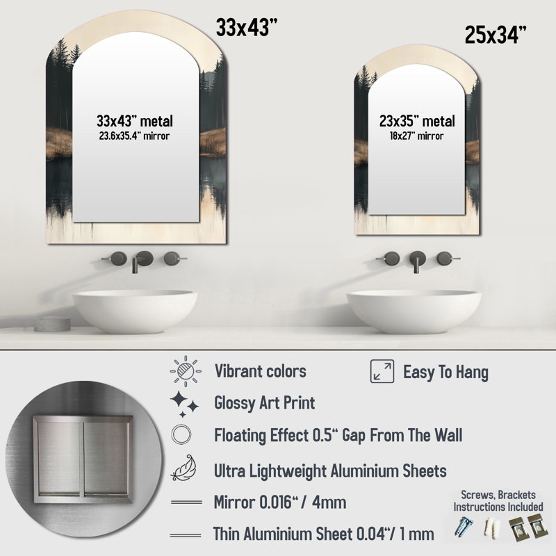 Miroir mural gris gris, 34 po x 25 po