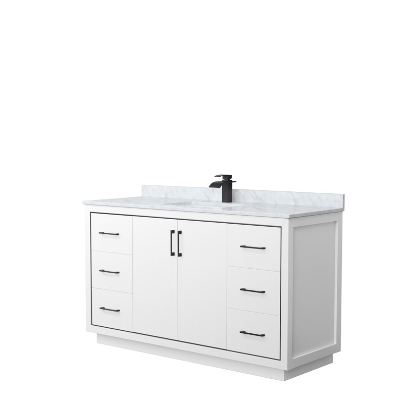 Ensemble de meuble-lavabo simple 60 po Icon, Noir mat, Blanc
