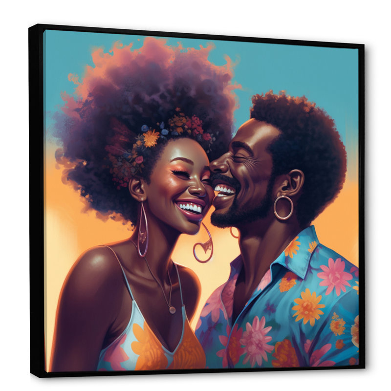 «Beautiful Black Couple In Love IV», impression sur toile, H 16 po x l 16 po x P 1 po, Cadre flottant noir