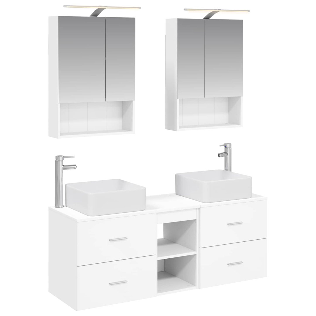 vidaXL Bathroom Furniture Set 5 pcs Engineered Wood and Glass Storage Cabinets