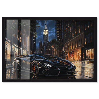 Night Sightings in NYC Shadowbox Print Car Art by Art Remedy